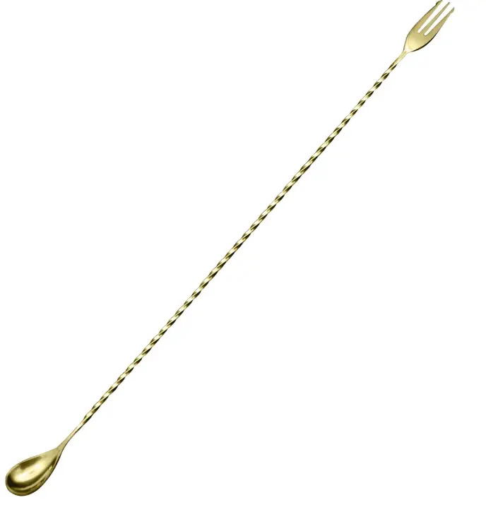 AD-0118 304不鏽鋼吧匙密集螺紋款50cm(電鍍金色) 