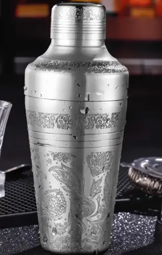 [AD-0016] AD-0016 304不鏽鋼 日式加厚三節式雪克杯 510ml(刻花) 