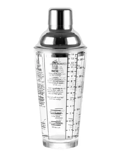 [AD-0034] AD-0034 304不鏽鋼 透明玻璃酒譜雪克杯 400ml 