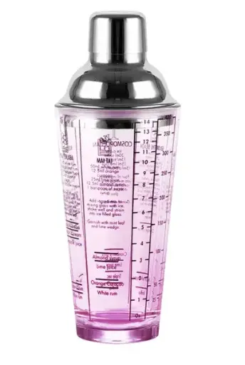 [AD-0036] AD-0036 304不鏽鋼 粉色玻璃酒譜雪克杯 400ml 