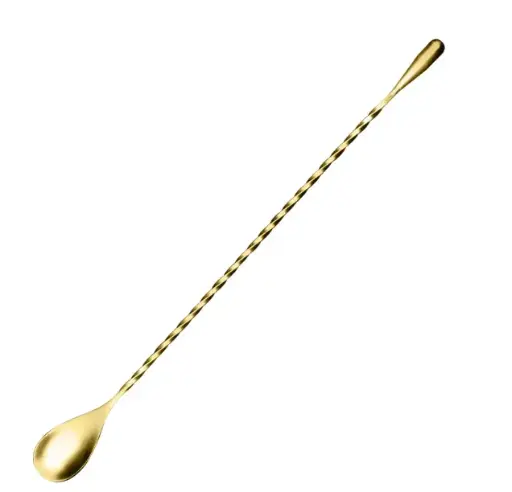 [AD-0110] AD-0110 304不鏽鋼吧匙密集螺紋款31cm(電鍍金色) 