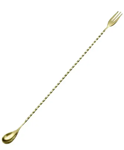 [AD-0114] AD-0114 304不鏽鋼吧匙密集螺紋款40cm(電鍍金色) 