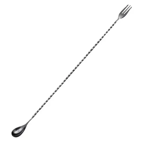 [AD-0119] AD-0119 304不鏽鋼吧匙密集螺紋款50cm(電鍍黑色) 